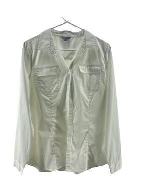 Bogari White Button Down Long Sleeve Shirt Women's Size Large